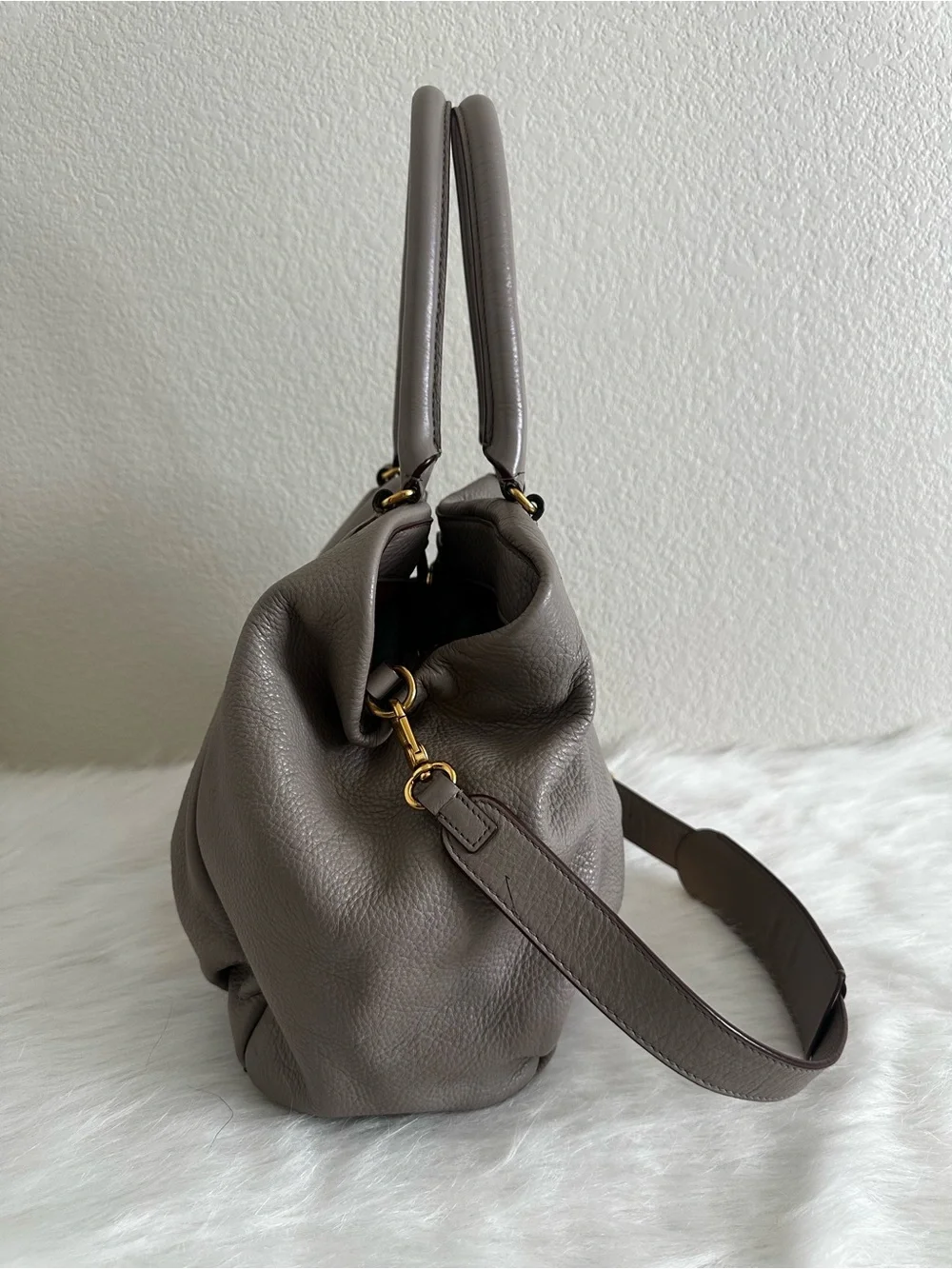 Marc Jacobs Taupe Leather Satchel with Removable Strap